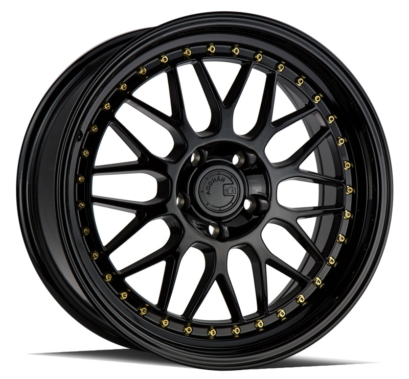 Aodhan AH02 Gloss Black Wheels with Gold Rivet - Stunning 18x8.5 Size!