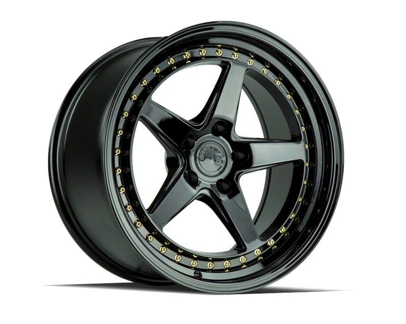 Aodhan DS05 Wheels - Stunning Gloss Black with Gold Rivets!